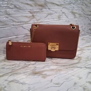 Michael Kors Pink Shoulder Bag & Wallet Set